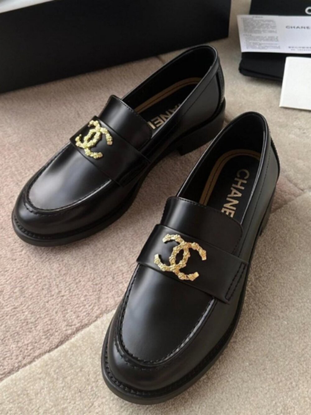 Chanel Black Classic Leather Loafers